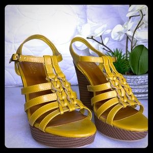 Sbicca Mustard Caged Wedges - Sz 8M - Like New